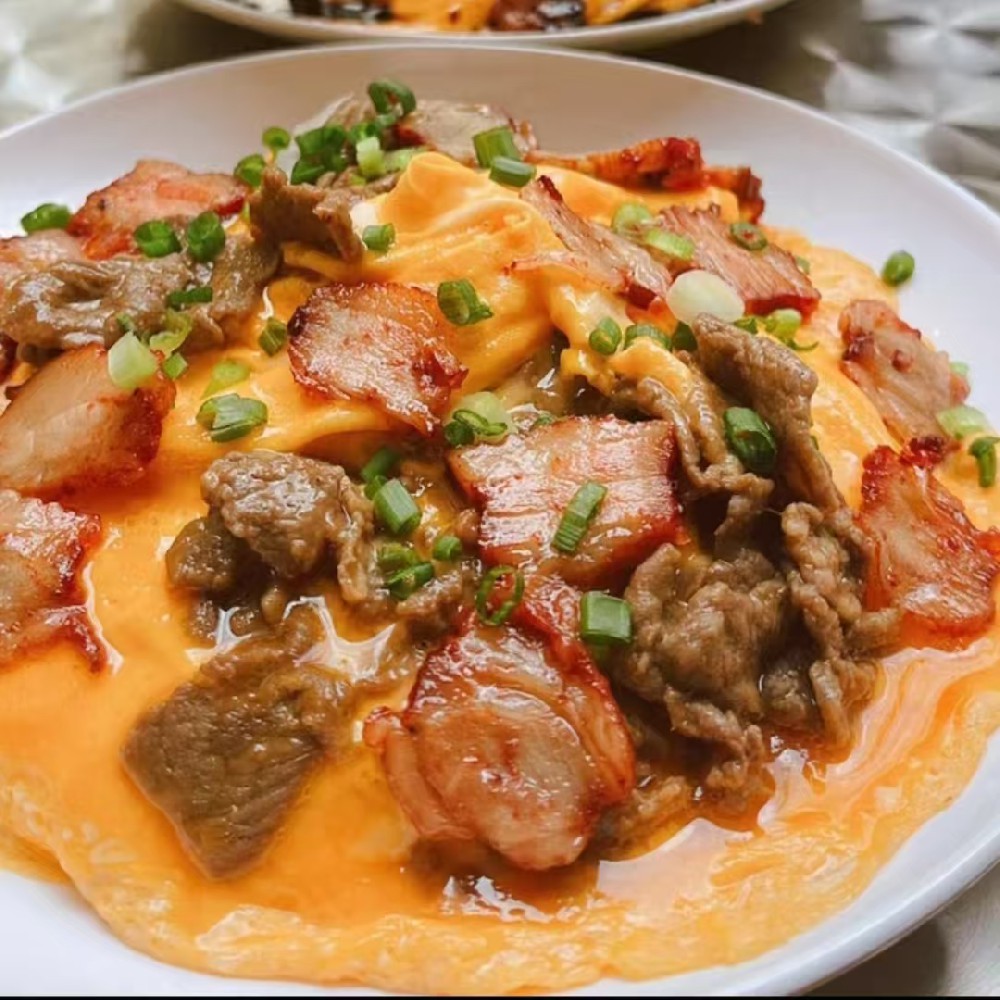 【双拼牛叉】牛肉叉烧滑蛋饭