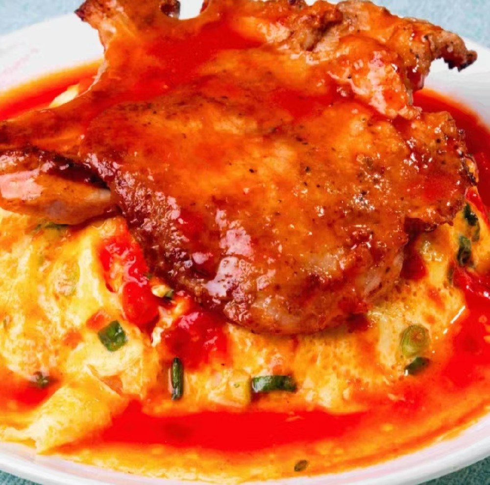 【一大块】整片T骨猪扒+滑蛋饭